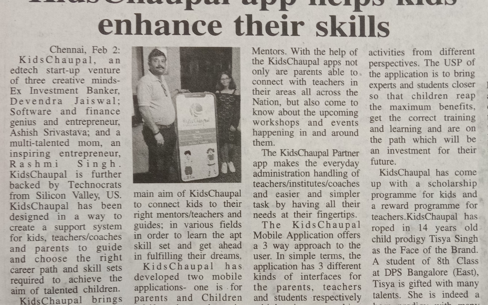 KidsChaupal App helps Kids to enhance their Skills