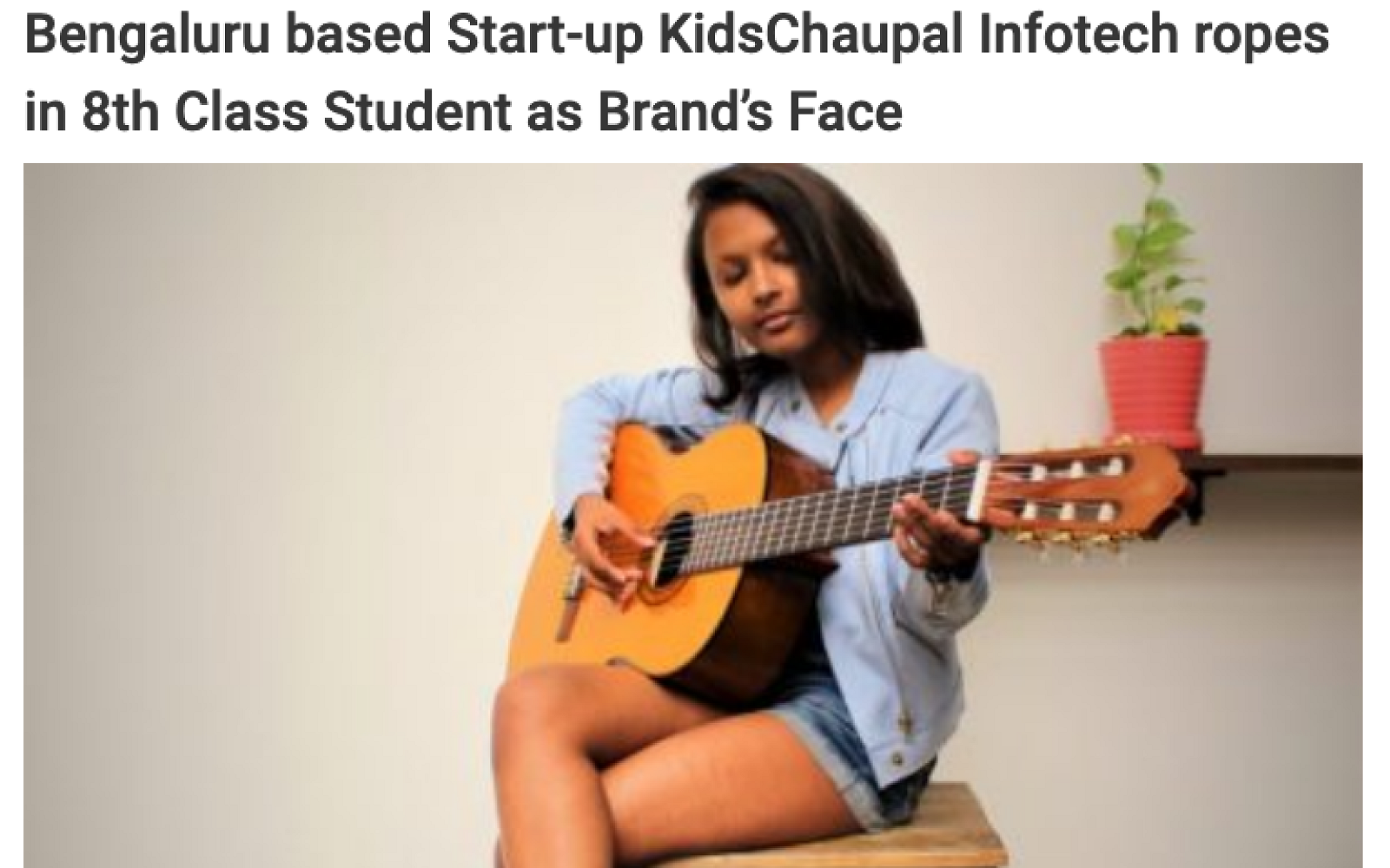 Bengaluru based Start-up KidsChaupal Infotech ropes in 8th Class Student as Brand’s Face